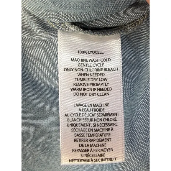 Beach Lunch Lounge Women’s Blue Denim Knot Front Short Sleeve Blouse Size Large - Picture 4 of 4